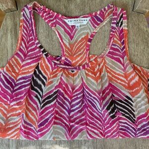 Trina Turk 100% Silk Racerback Tank Made in USA Size L